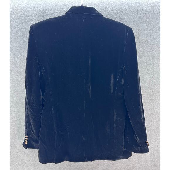 VTG LRL Ralph Lauren Womens 10 Double Breasted Velvet Blazer Gold Buttons - Picture 2 of 13